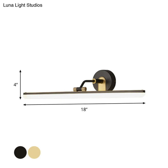 Contemporary Black/Brass Metal Vanity Bar Light With Adjustable Arm - 18/23 Width