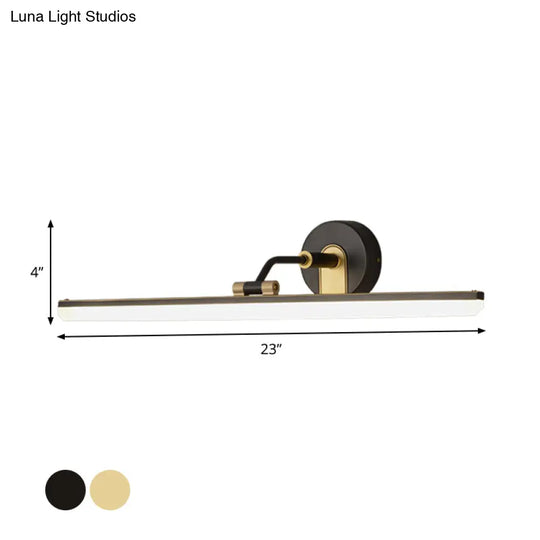 Contemporary Black/Brass Metal Vanity Bar Light With Adjustable Arm - 18/23 Width