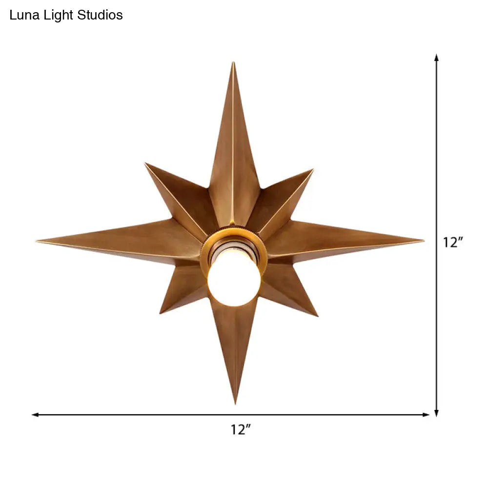 Contemporary Black/Bronze Anise Star Flush Ceiling Light - 1 Head Stairway Mount Fixture
