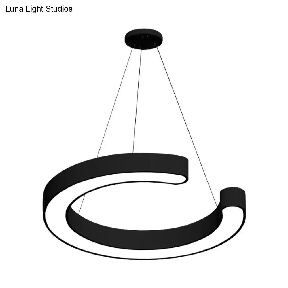 Contemporary Black C Pendant Ceiling Light - Led Acrylic Down Lighting Warm/White (16/23.5/31.5 W)