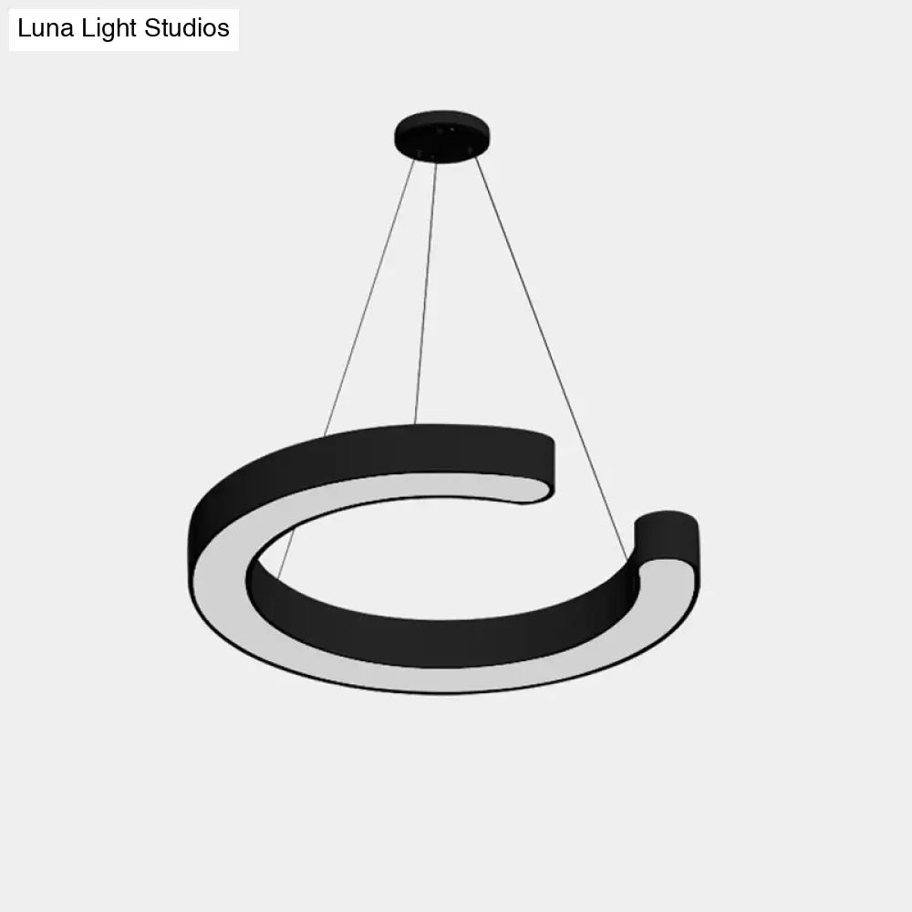 Contemporary Black C Pendant Ceiling Light - 16’/23.5’/31.5’ W Led Acrylic Down Lighting In