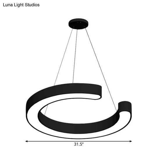 Contemporary Black C Pendant Ceiling Light - Led Acrylic Down Lighting Warm/White (16/23.5/31.5 W)