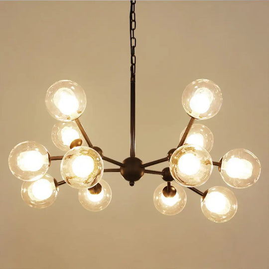 Contemporary Black Chandelier Light Fixture With Clear & Frosted Glass 12 /