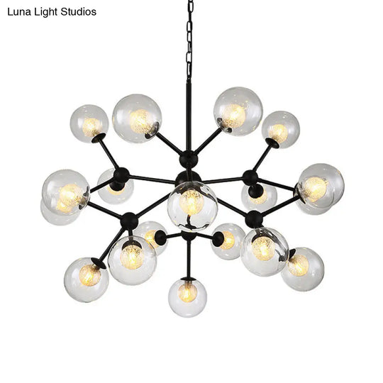 Contemporary Modo Drop Chandelier With Clear & Frosted Glass Black Finish 18 /