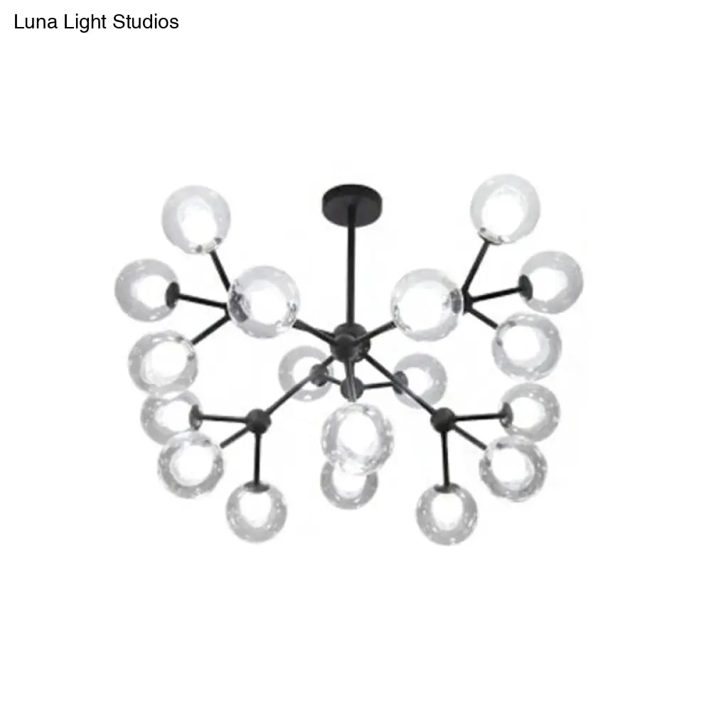 Contemporary Modo Drop Chandelier With Clear & Frosted Glass Black Finish