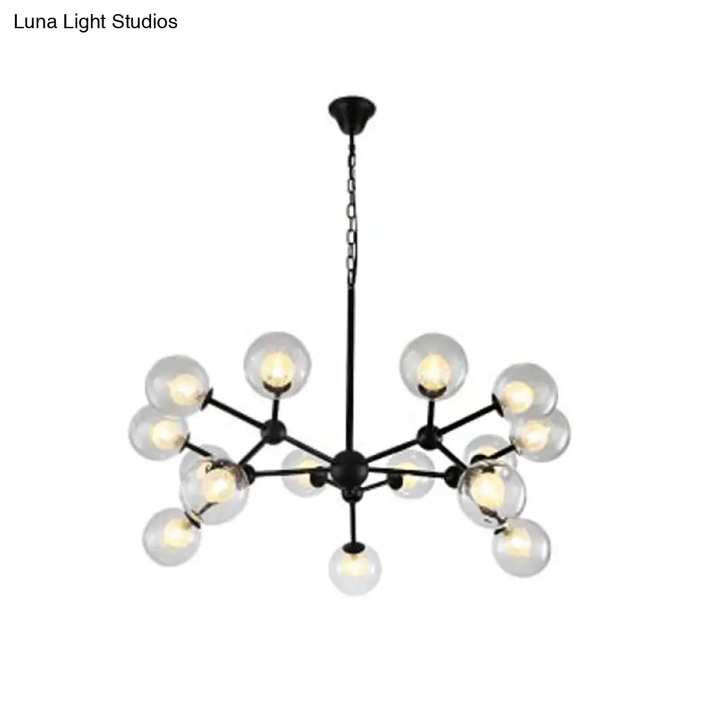 Contemporary Modo Drop Chandelier With Clear & Frosted Glass Black Finish