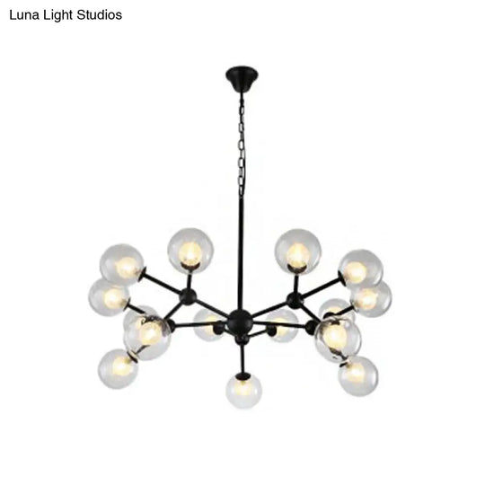 Contemporary Modo Drop Chandelier With Clear & Frosted Glass Black Finish