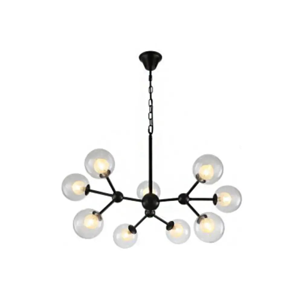 Contemporary Black Chandelier Light Fixture With Clear & Frosted Glass 9 /