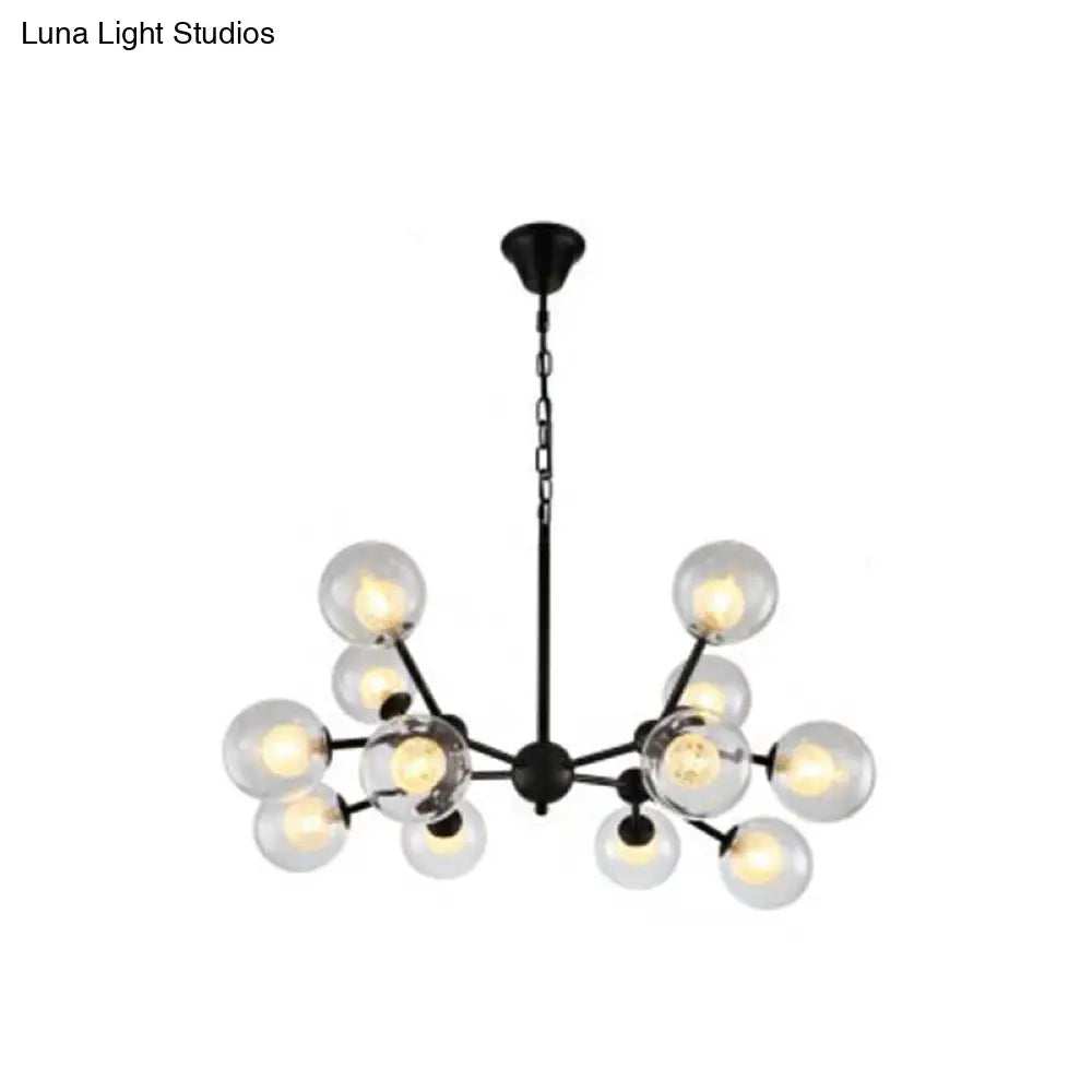 Contemporary Modo Drop Chandelier With Clear & Frosted Glass Black Finish