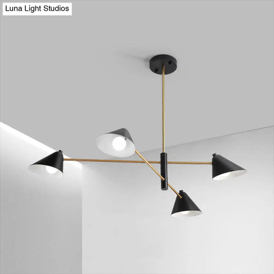 Contemporary Black Cone Shade Chandelier Light - 4/6/8 Lights Modern Hanging Lamp For Sitting Room