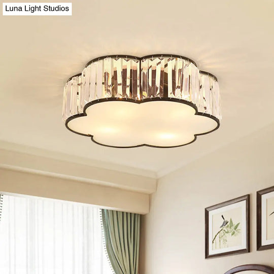 Contemporary Black Crystal Cloud Flush Lamp With 3/4/5 Lights - Bedroom Flushmount Lighting