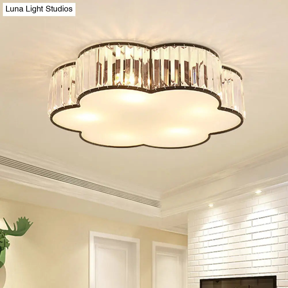 Contemporary Black Crystal Cloud Flush Lamp With 3/4/5 Lights - Bedroom Flushmount Lighting 5 /