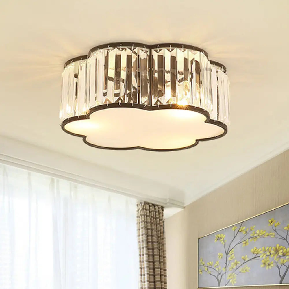 Contemporary Black Crystal Cloud Flush Lamp With 3/4/5 Lights - Bedroom Flushmount Lighting 3 /