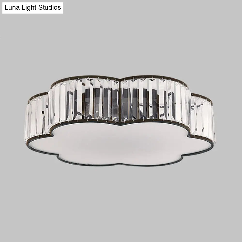 Contemporary Black Crystal Cloud Flush Lamp With 3/4/5 Lights - Bedroom Flushmount Lighting