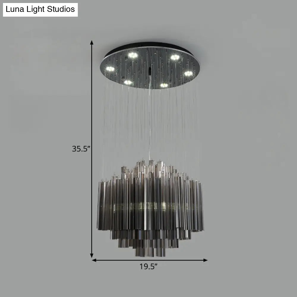 Contemporary Black Crystal Rod Led Hexagon Pendant Light - 31.5/35.5 Wide Ceiling Hang Fixture