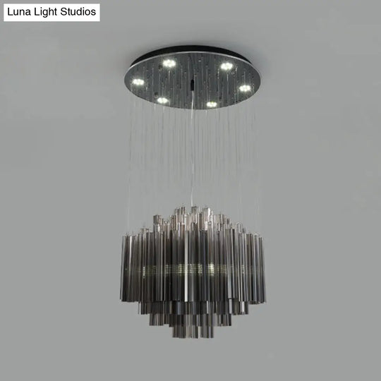 Contemporary Black Crystal Rod Led Hexagon Pendant Light - 31.5/35.5 Wide Ceiling Hang Fixture