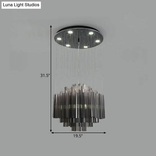 Contemporary Black Crystal Rod Led Hexagon Pendant Light - 31.5/35.5 Wide Ceiling Hang Fixture