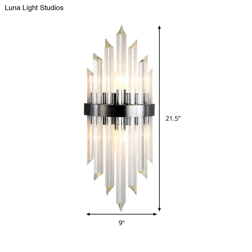 Contemporary Black Crystal Wall Lamp For Living Room