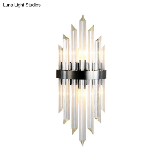 Contemporary Black Crystal Wall Lamp For Living Room