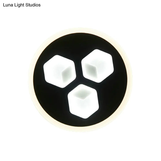 Contemporary Black Dining Room Circle Led Wall Sconce In Acrylic