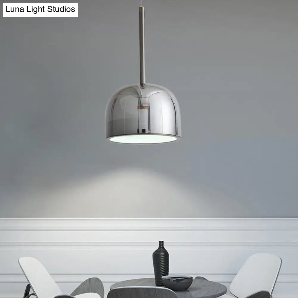 Contemporary Black Dome Ceiling Light - Metal Pendant Fixture For Study Room