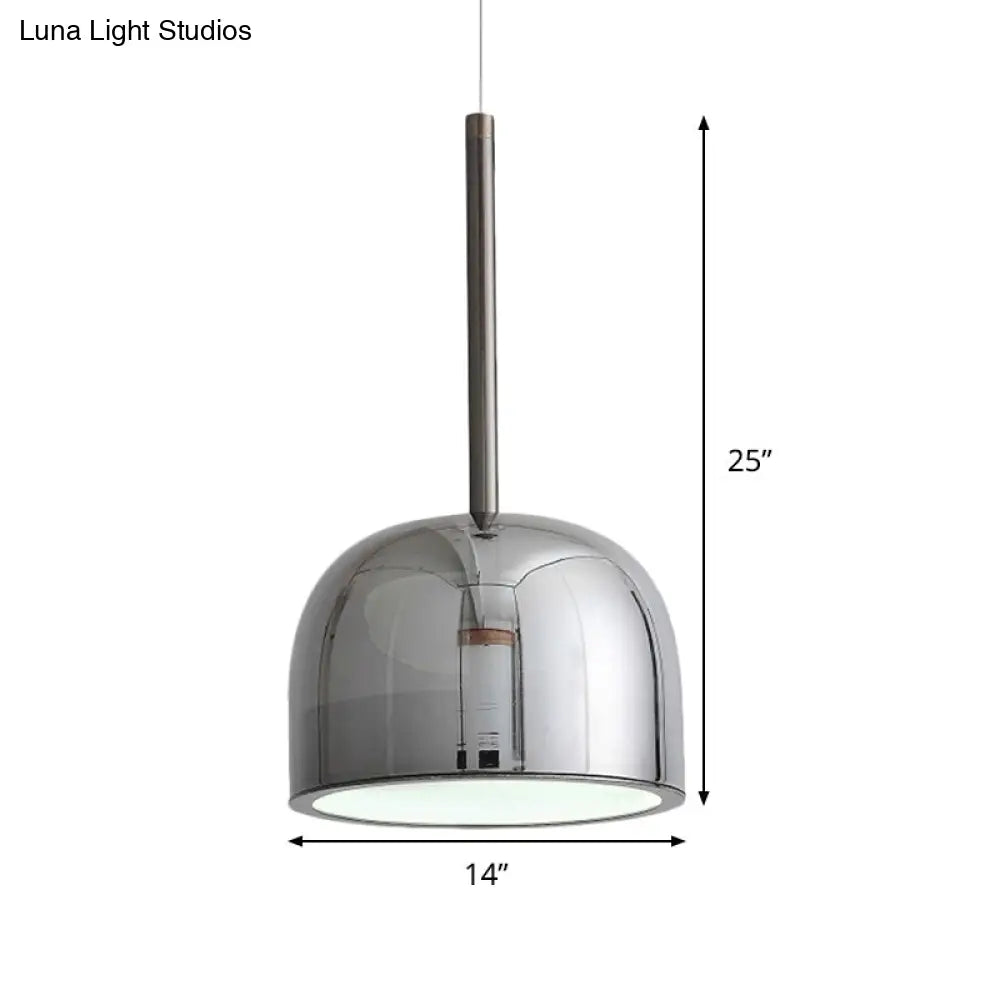 Contemporary Black Dome Ceiling Light - Metal Pendant Fixture For Study Room