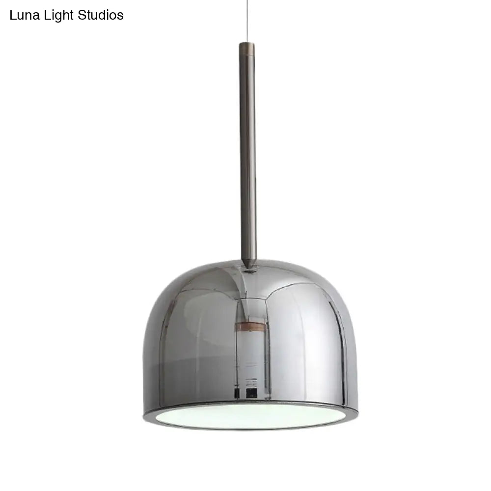 Contemporary Black Dome Ceiling Light - Metal Pendant Fixture For Study Room