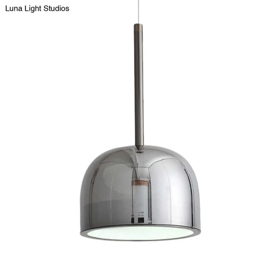 Contemporary Black Dome Ceiling Light - Metal Pendant Fixture For Study Room