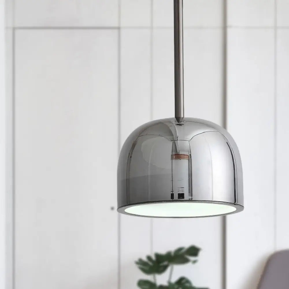 Contemporary Black Dome Pendant Light For Study Room - Metal Hanging Ceiling Fixture