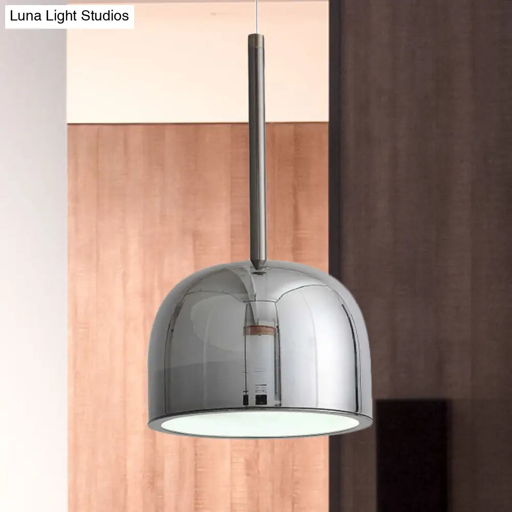 Contemporary Black Dome Ceiling Light - Metal Pendant Fixture For Study Room