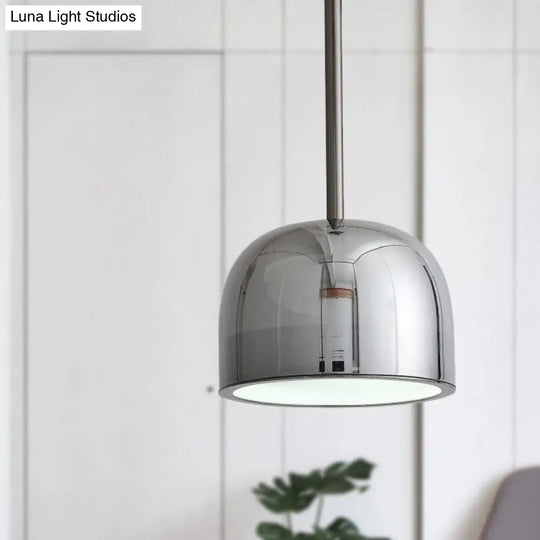 Contemporary Black Dome Ceiling Light - Metal Pendant Fixture For Study Room