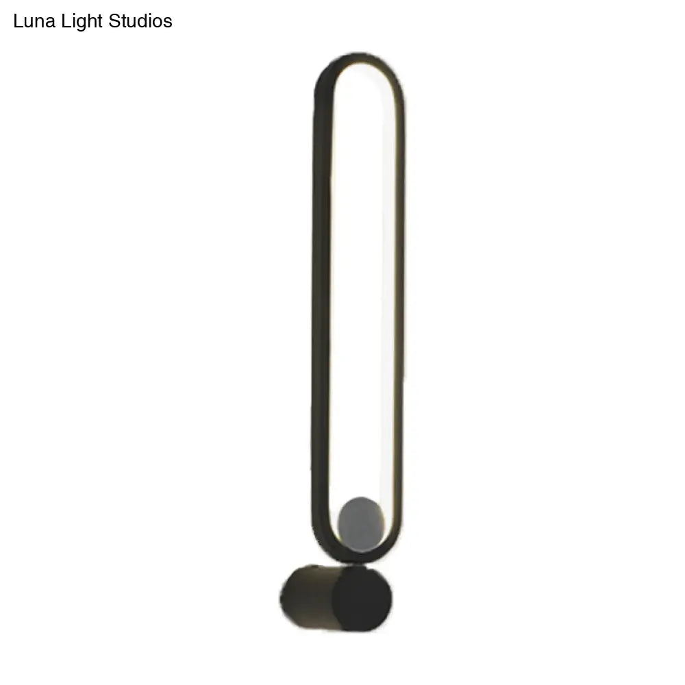 Contemporary Black Elliptical Led Wall Mounted Light Fixture For Study Room - Metallic Design