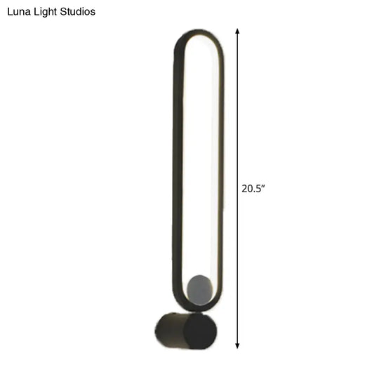 Contemporary Black Elliptical Led Wall Mounted Light Fixture For Study Room - Metallic Design