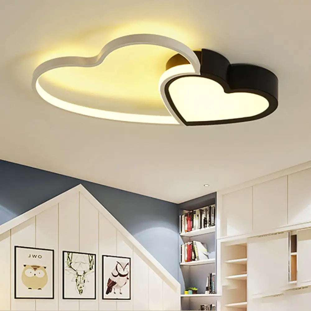 Contemporary Black Flush Mount Led Ceiling Light For Study Room / 18’ White