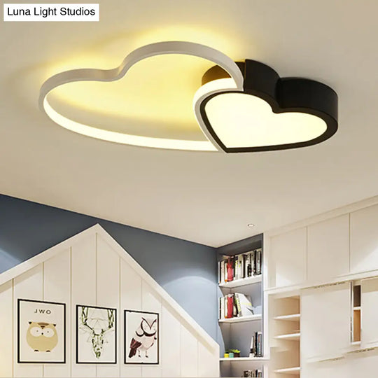 Contemporary Black Flush Mount Led Ceiling Light For Study Room / 18 White