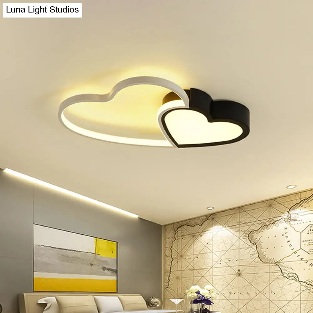Contemporary Black Flush Mount Led Ceiling Light For Study Room / 15 White
