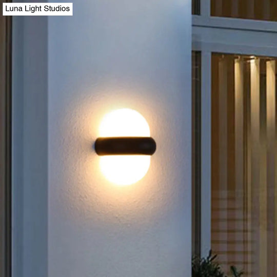 Contemporary Black Flush Wall Sconce With 1/2-Light For Patio - Plastic Ball