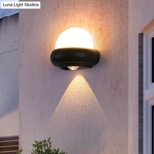 Contemporary Black Flush Wall Sconce With 1/2-Light For Patio - Plastic Ball