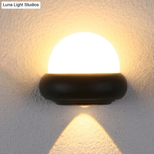 Contemporary Black Flush Wall Sconce With 1/2-Light For Patio - Plastic Ball