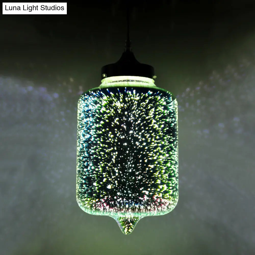 Modern Firework Glass Pendant Light - Black / F