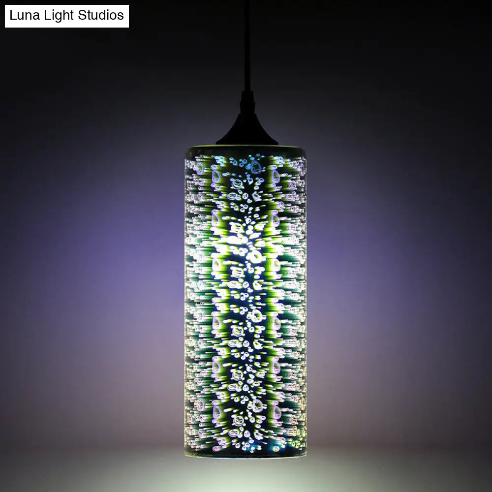 Modern Firework Glass Pendant Light - Black / D