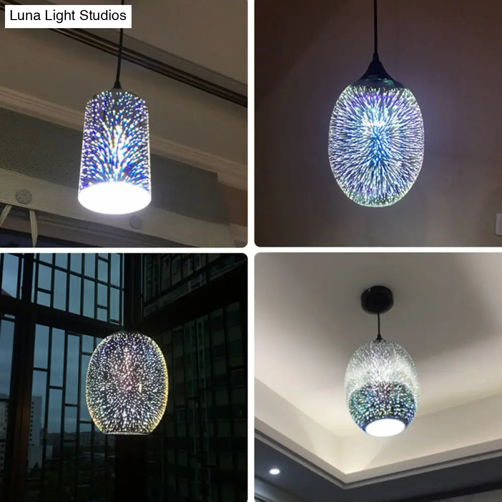 Modern Firework Glass Pendant Light - Black