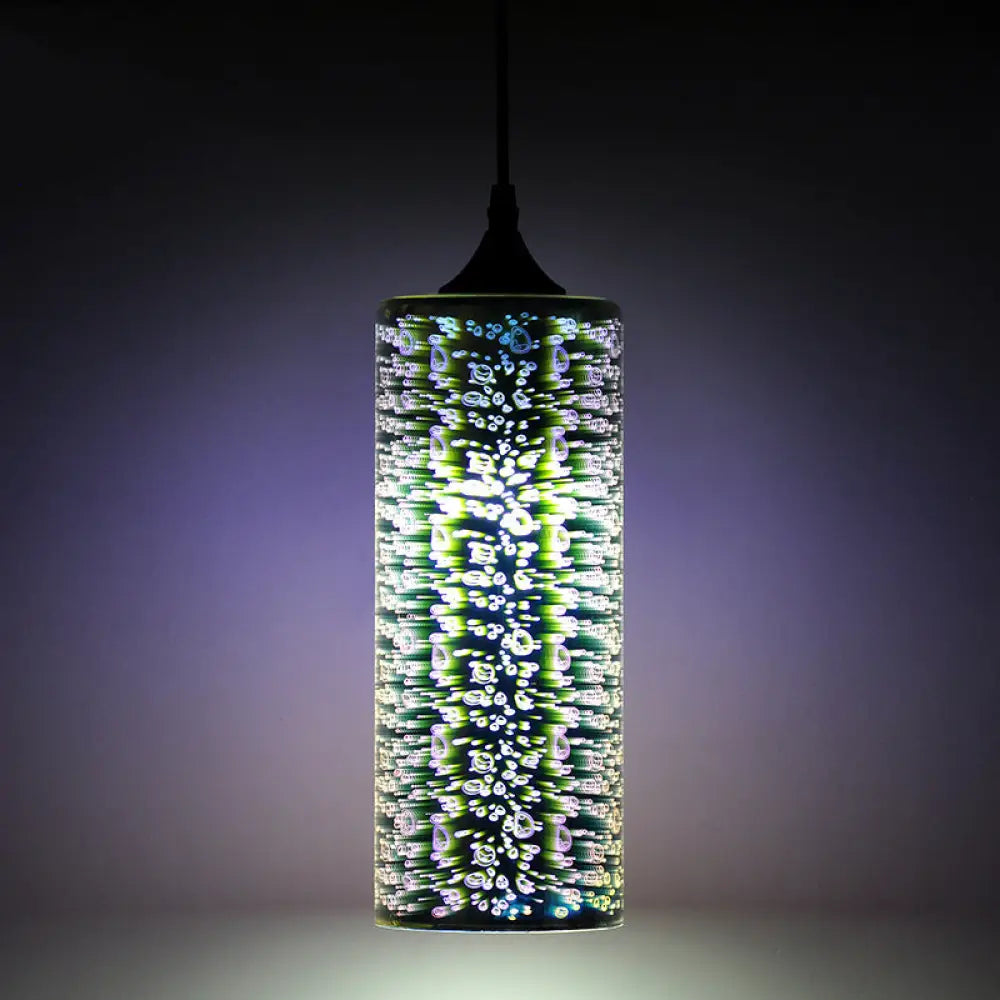 Contemporary Black Glass Pendant Light: Geometrical 3D Firework Design Single-Bulb Suspension For