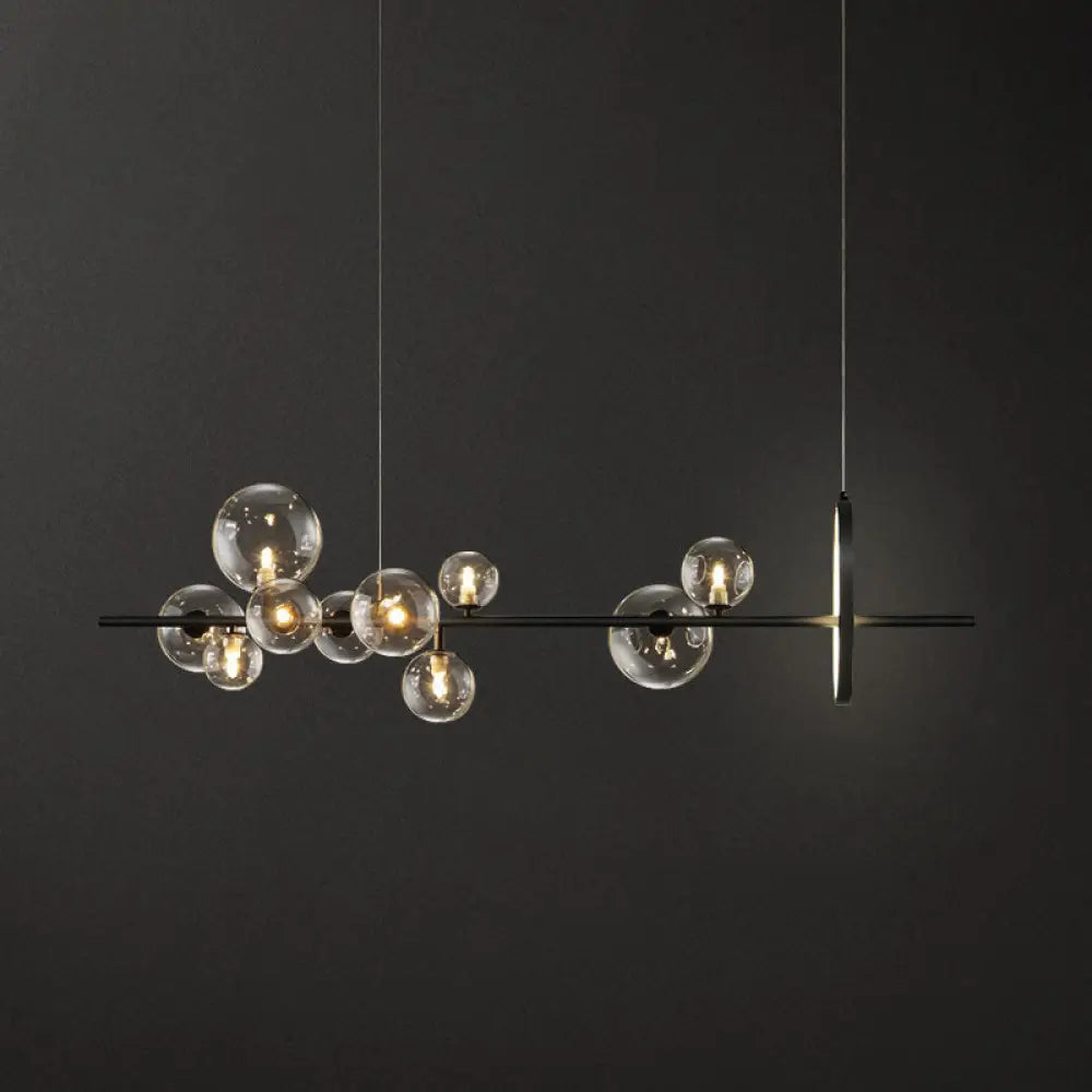 Contemporary Black Glass Pendant Lighting For Dining Table - Island Ceiling Light / 47.5