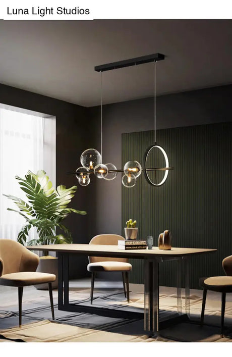 Contemporary Black Glass Pendant Lighting For Dining Table - Island Ceiling Light