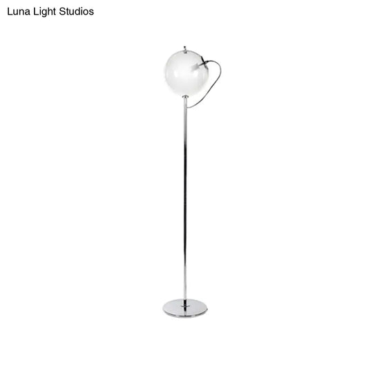 Contemporary Black Globe Floor Lamp- 1 Light Clear Glass Standing For Living Room