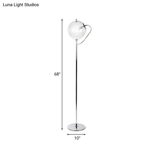 Contemporary Black Globe Floor Lamp- 1 Light Clear Glass Standing For Living Room