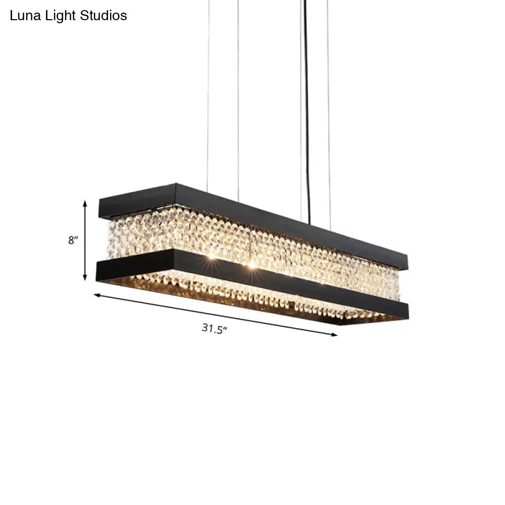 Contemporary Black/Gold Crystal Island Pendant Lighting - Rectangle Shape 6/7/9 Lights