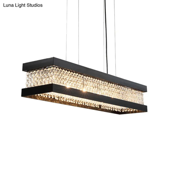 Contemporary Black/Gold Crystal Island Pendant Lighting - Rectangle Shape 6/7/9 Lights