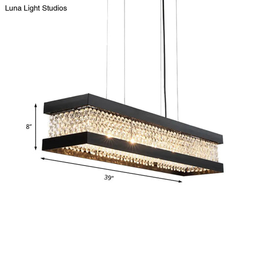 Contemporary Black/Gold Crystal Island Pendant Lighting - Rectangle Shape 6/7/9 Lights